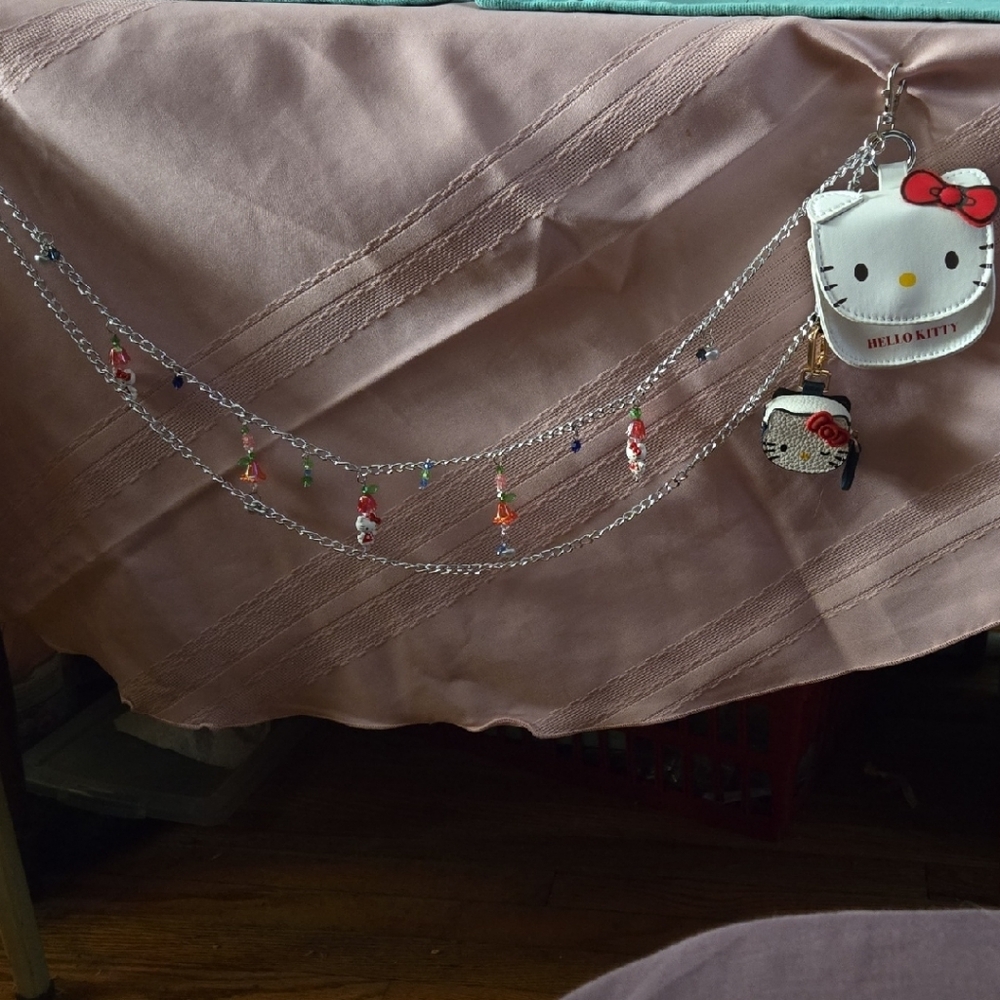 Hello Kitty Mini Bag On A White and Red Belt Loop Chain